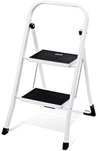 lot 50457 image: Delxo 2 Step Step Stool for Adult, Folding Metal Step Ladder with Handgrip & Anti-Slip Sturdy and Wide Pedal