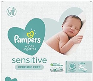 lot 50467 image: Pampers Baby Wipes Sensitive Perfume Free 2X Refill Packs