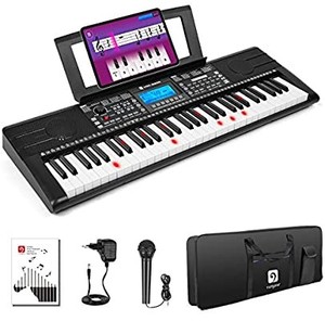 lot 50485 image: Vangoa VGK6200 Piano Keyboard, 61 Light Up Keys Electric Piano with Midi Port, Smart LCD Display
