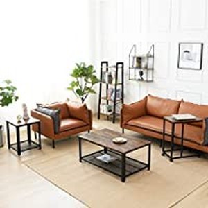 lot 50490 image: YMYNY Industrial Coffee Table, 2 Tier Cocktail Table, Metal Frame Living Room Sofa Table