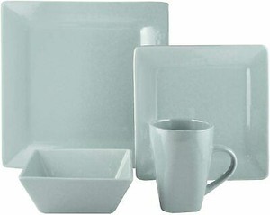 lot 50514 image: American Atelier Nova Square 16-piece Stoneware Dinnerware Set Service, Gray