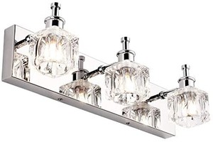 lot 50518 image: PRESDE Vanity Lights Bathroom Fixture Over Mirror 3 Lights LED Modern Chrome Fixtures Crystal Glass Globe
