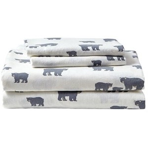 lot 50551 image: Eddie Bauer King Bear Family 100% Cotton Flannel Sheet Set