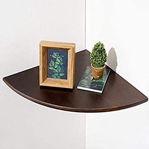 lot 50552 image: Wood Corner shelves , Sunlife 16 inch 1PCS Rustic WALNUT Floating Wall Shelves Round End Wall Mounted Shelving