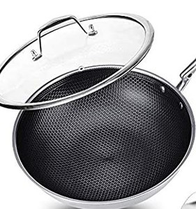 lot 50553 image: Potinv 12.5 Stainless Steel Wok, Nonstick Stir Fry Pan with Lid