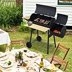 lot 50554 image: charaHOME BBQ Charcoal Grill with Offset Smokerr,Barbecue Grill for Outdoor Camping or Backyard with Side Fire Box