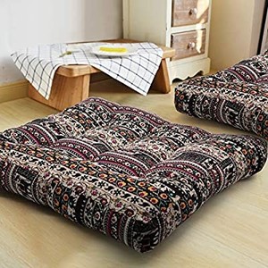 lot 50557 image: HIGOGOGO Floor Pillow, Pineapple Meditation Pillow Square Seat Cushion Yoga Cushion India Floor Pad for Living Room Bedroom Balcony Garden Party Decoration Set of 3