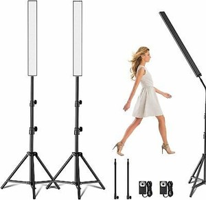 lot 50561 image: LED Video Light 2pack Dimmable Photography Studio Lighting Kit with Tripod Stand