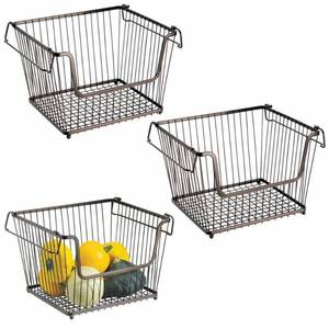 lot 50564 image: Large Stacking Metal Kitchen Pantry Food Storage Basket