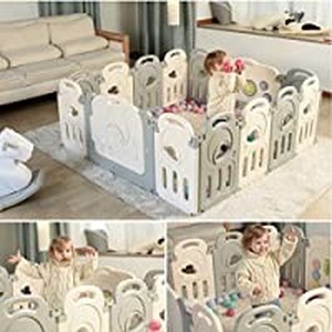 lot 50568 image: Fortella Cloud Castle Foldable Playpen, Baby Safety Play Yard with Whiteboard and Activity Wall, Indoors or Outdoors