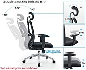 lot 50577 image: Ticova Ergonomic Office Chair - High Back Desk Chair with Adjustable Lumbar Support & Thick Seat Cushion
