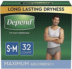 lot 50602 image: Depend Fit-Flex Incontinence Underwear for Men, Maximum Absorbency, SmallMedium, 30ct