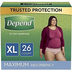 lot 50606 image: Depend Fit-Flex Incontinence Underwear for Women, Maximum Absorbency, Large, 26ct