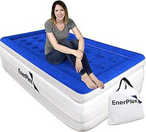 lot 50617 image: EnerPlex Dual Pump Luxury Twin Size Air Mattress Airbed with Built in Pump