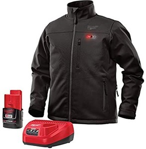 lot 3643 image: Milwaukee Jacket KIT M12 12V Lithium-Ion Heated Front and Back Heat Zones All Sizes and Colors - Battery Included (Extra Large, Black usb charger