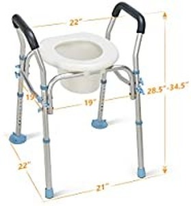 lot 3659 image: OasisSpace Stand Alone Raised Toilet Seat 300lbs - Heavy Duty Medical Raised Homecare Commode and Safety Frame, Height Adjustable Legs, Bathroom Assist Frame for Elderly, Handicap, Disabled  good for camping too