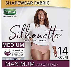 lot 3663 image: Depend Silhouette Incontinence Underwear for Women - Maximum Absorbency - Large- Pink - 26ct