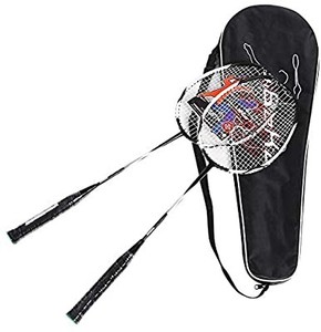 lot 3669 image: 1 Pair of Badminton Racket, Badminton Rackets Set, Badminton Racket for Amateurs and Adults Fitness Ball Training Racquet Carbon Aluminum Alloy