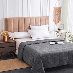 lot 3671 image: Cooling Weighted Blanket - 15lbs 60x80 Bamboo Dark Grey - Perfect for Full & Twin Beds Or As a Throw Blanket