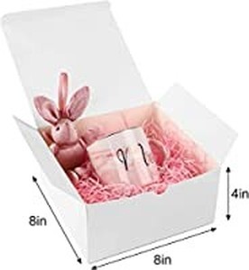 lot 3682 image: Moretoes White Boxes Gift Boxes 12pcs 8x8x4 Inches, Paper Gift Boxes with Lids for Gifts, Bridesmaid Proposal Box, Cupcake Boxes, Crafting