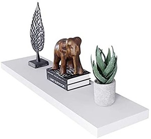 lot 3696 image: 12 Deep White Floating Shelves, Floating Shelf Wall Shelf Display Floating Shelf, 47.24 L x 11.81 D x 2 T, Deeper Than Others, White
