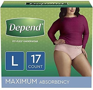lot 3705 image: Depend FIT-FLEX Incontinence Underwear for Women - Maximum Absorbency - Large - Blush - 26ct