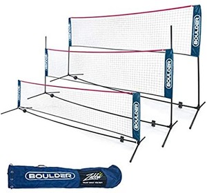 lot 3711 image: Boulder Portable Badminton Net Set. for Tennis, Soccer Tennis, Pickleball, Kids Volleyball. Easy Setup Nylon Sports Net with Poles
