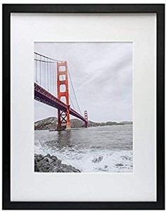 lot 3713 image: 16x20 Black Picture Frame - Made to Display Pictures 11x14 Photo with Ivory Color Mat - Wide Molding - Built in Hanging Features