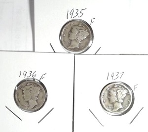 lot 303 image: 1935, 1936, 1937 Mercury Dimes