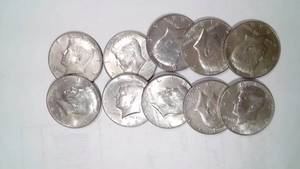 lot 246 image: Lot of 10 Kennedy Half Dollars, 1965-1969