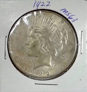lot 120 image: 1922 Silver Peace Dollar