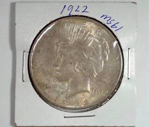 lot 123 image: 1922 Silver Peace Dollar