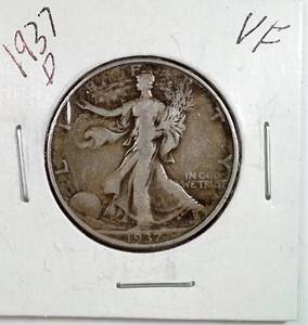 lot 164 image: 1937-D Walking Liberty Half Dollar