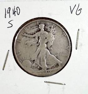 lot 168 image: 1940-S Walking Liberty Half Dollar