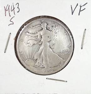 lot 179 image: 1943-S Walking Liberty Half Dollar