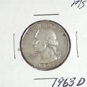lot 296 image: 1963-D Washington Quarter