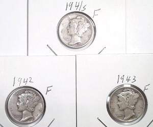 lot 317 image: 1941-S, 1942, 1943 Mercury Dimes