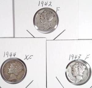 lot 318 image: 1942, 1943, 1944 Mercury Dimes