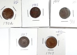 lot 436 image: 5x Indian Head Pennies