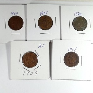 lot 437 image: 5x Indian Head Pennies