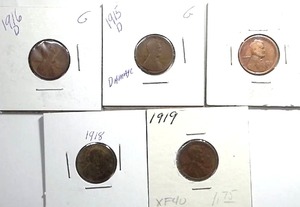 lot 441 image: 5x Wheat Pennies