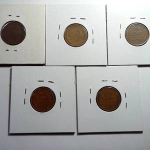 lot 446 image: 5x Wheat Pennies
