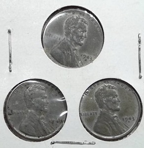 lot 449 image: 1943 D, P  S Steel Wartime Pennies