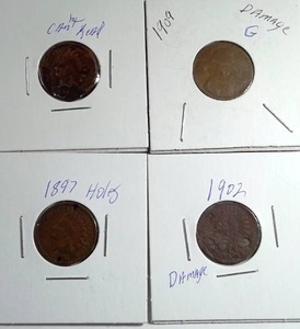 lot 452 image: 4x Indian Head Pennies
