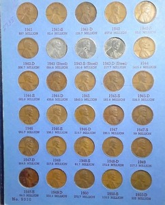 lot 453 image: Wheat Penny BOOK, 69 total pennies