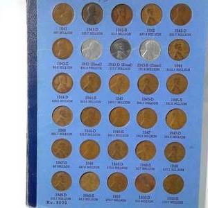 lot 456 image: Wheat Penny BOOK, 89 total pennies