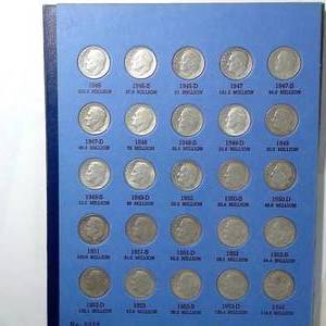 lot 457 image: Roosevelt Dime BOOK, 72 Dimes