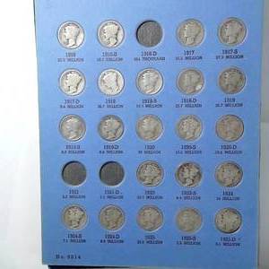 lot 458 image: Mercury Dime Book x 67 dimes