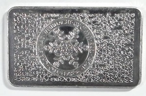 lot 478 image: 1 Troy Oz. 1973 One World, One Wish Silver Bar