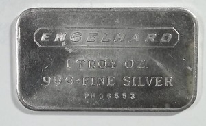 lot 479 image: 1 Troy oz .999 Fine Silver Engelhard Bar